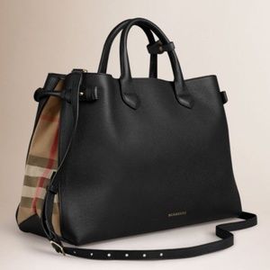 Burberry 'Large Banner' House Check Leather Tote